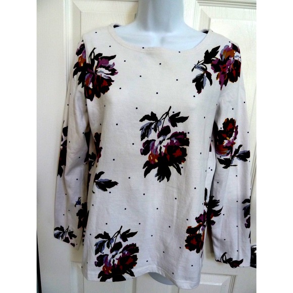 Joules Tops - JOULES Sz 8, Med. Long Sleeve Harbour Print Floral Heavy Weight Pull-Over Top